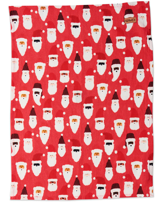 HoHoHo Red Linen TeaTowel - Kip&Co