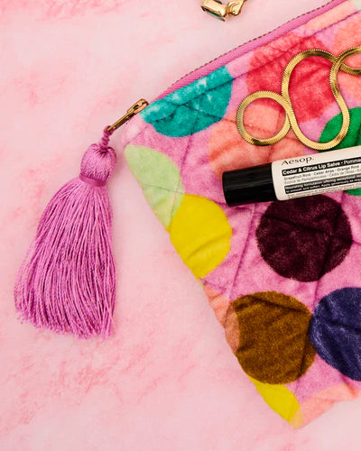 Confetti Pink Velvet Cosmetics Purse - Kip&Co