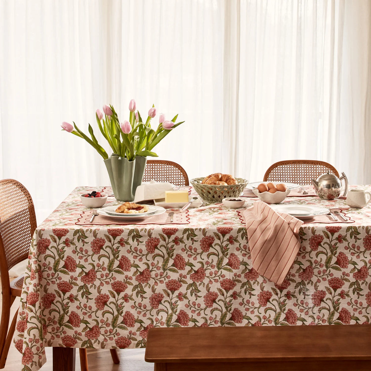 Georgia Pink/Green Tablecloth 150x350cm