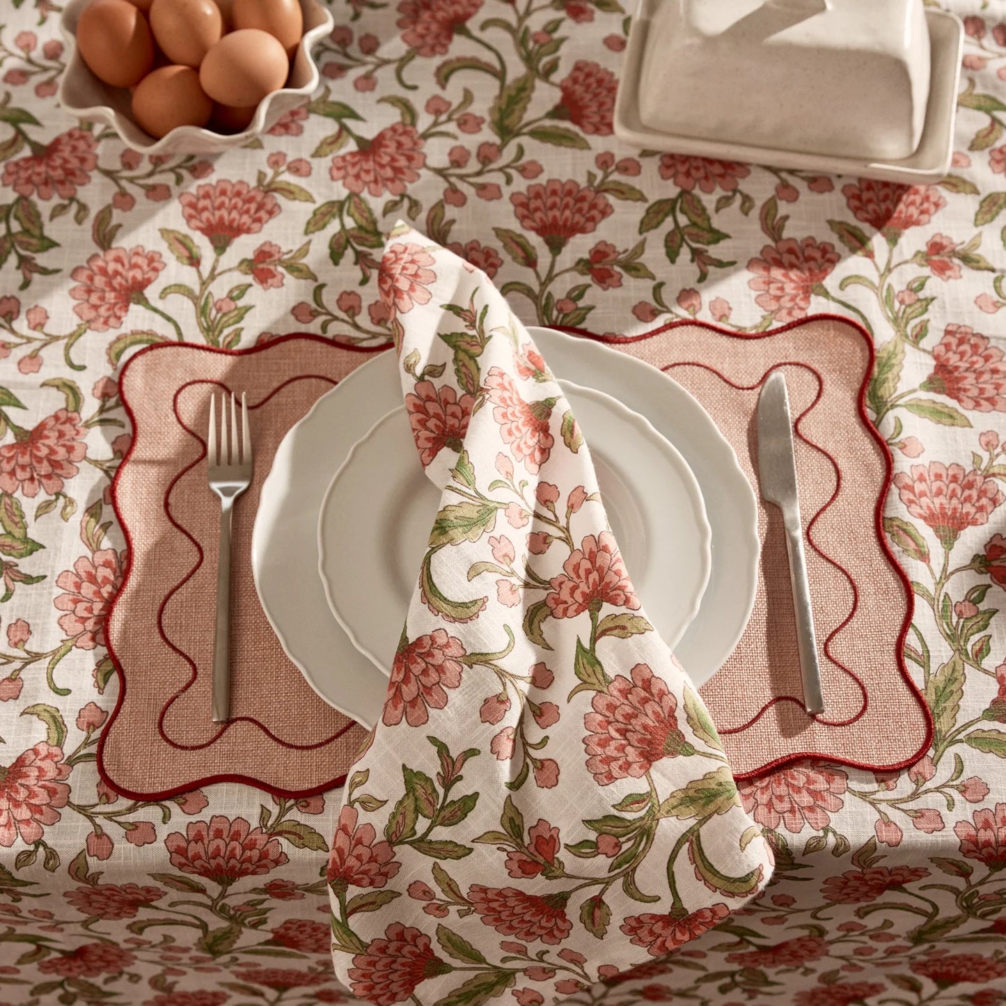 Georgia Pink/Green Napkin Set 4