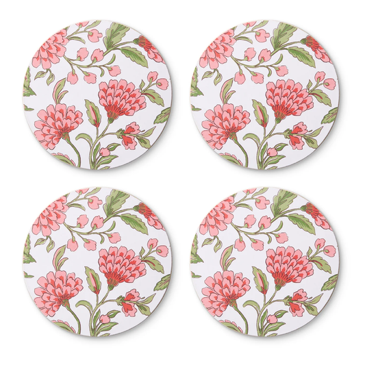 Georgia Pink Round Hard Coaster Set 4