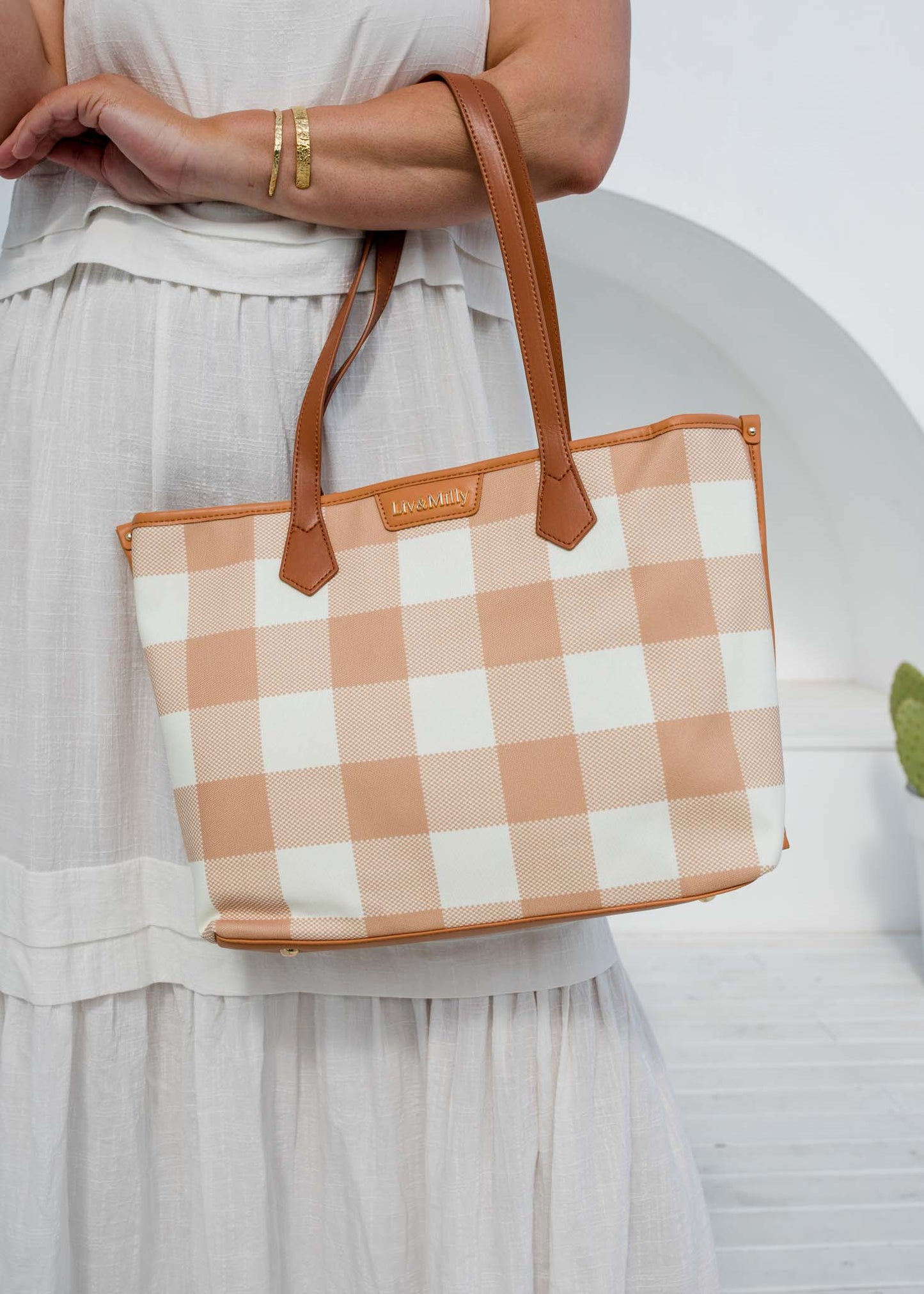 Capri Gingham Tote - Liv & Milly