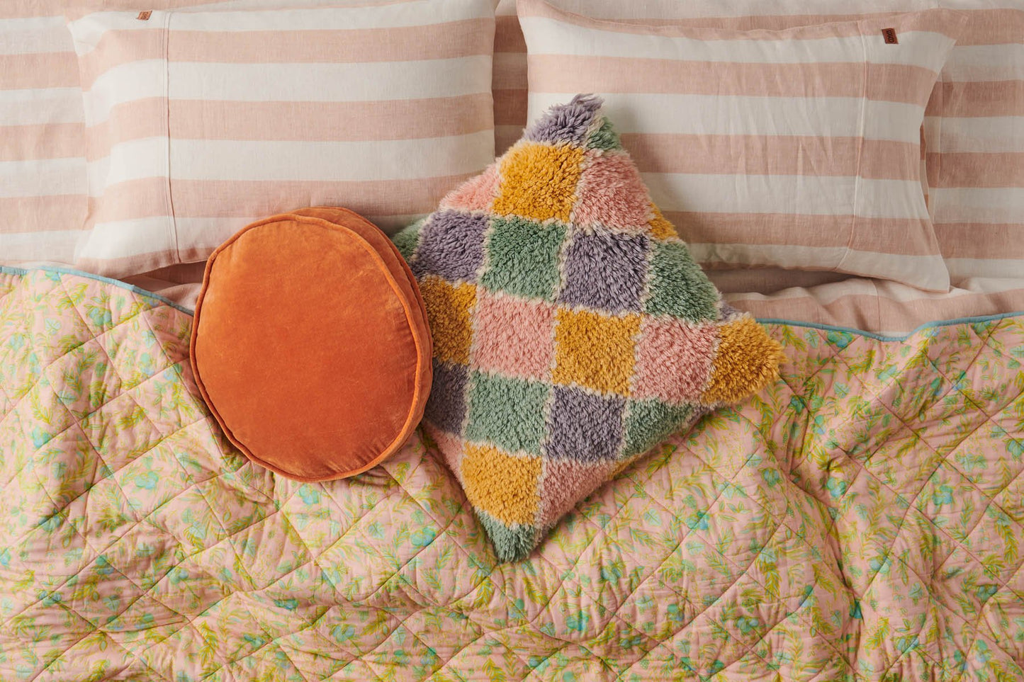 Harlequin Pastel Wool Shag Cushion - Kip&Co