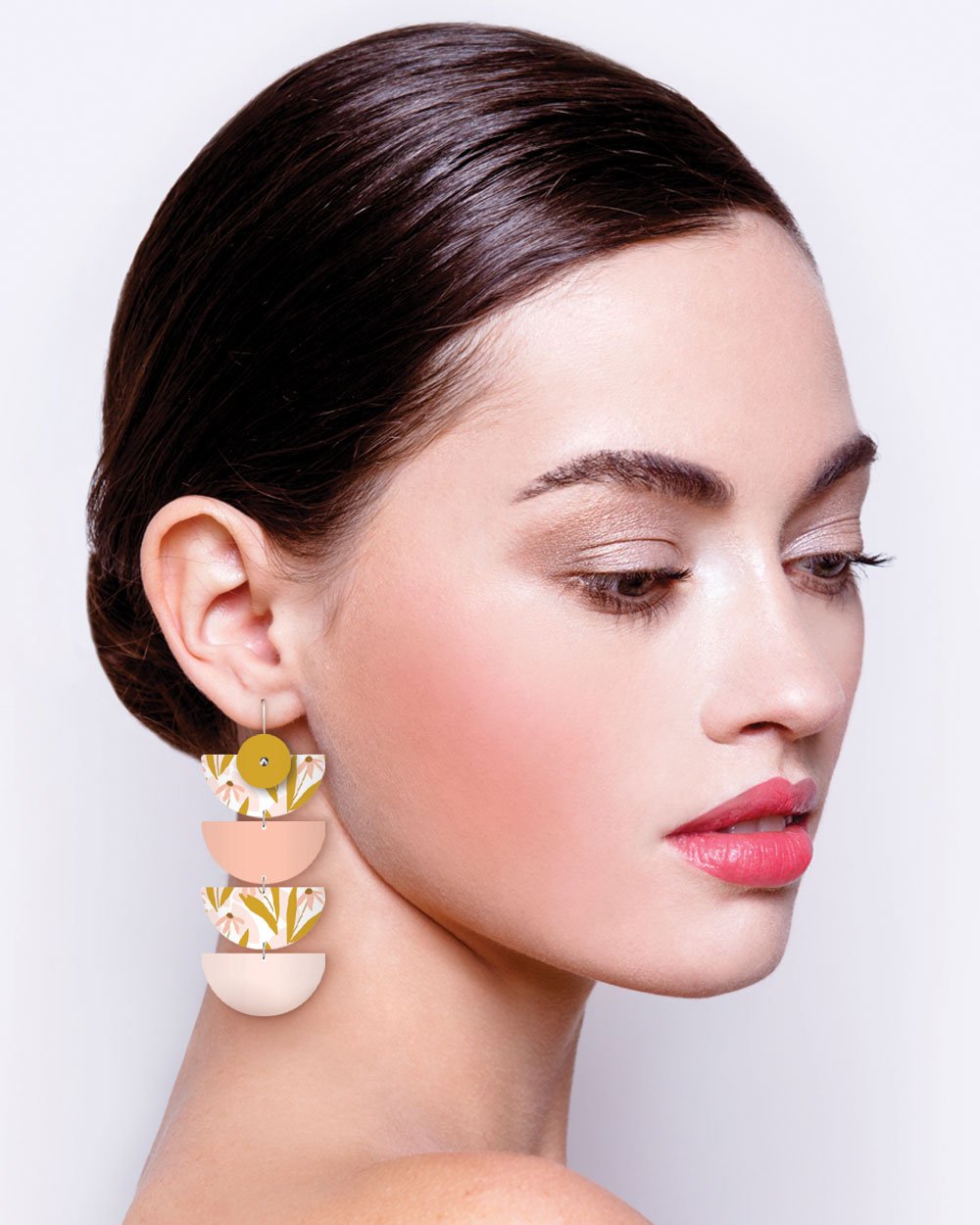 Marguerite Bloom Layered Quad Moon Drop Earrings - Moe Moe Design