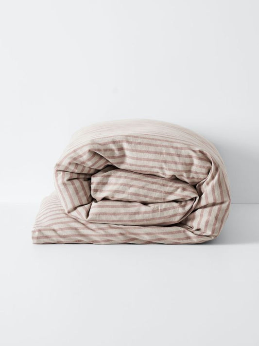 Heirloom Stripe Queen Quilt Cover Rosewater - Aura Home