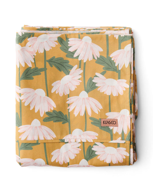 Daisy Bunch Mustard Organic Cotton Flat Sheet King - Kip&Co
