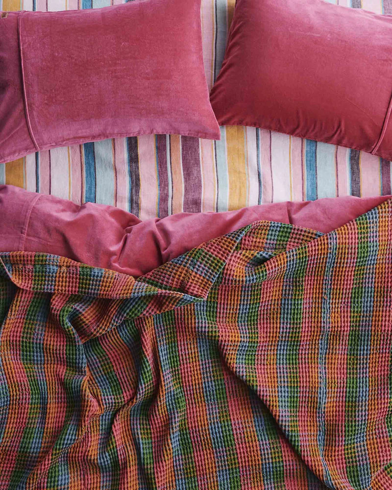 Hat Trick Woven Stripe Linen Queen Fitted Sheet - Kip&Co
